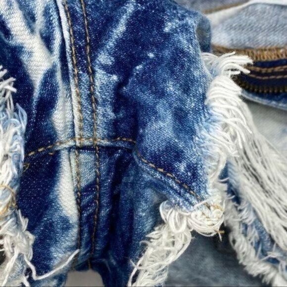 GARAGE White Acid Wash Denim Jean Shorts M - Picture 6 of 6